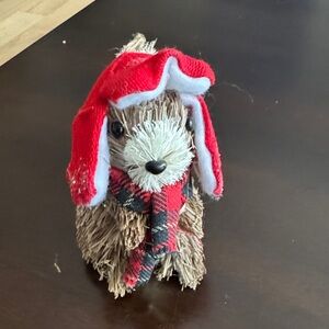 Festive Straw Dog Figurine with Red Hat